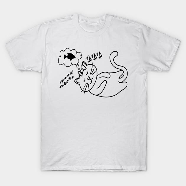 Cat good night T-Shirt by Paulina Cat